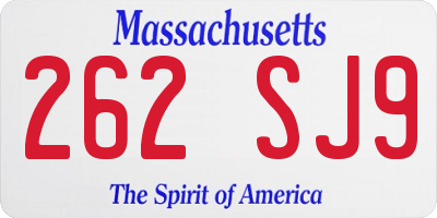 MA license plate 262SJ9