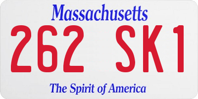 MA license plate 262SK1