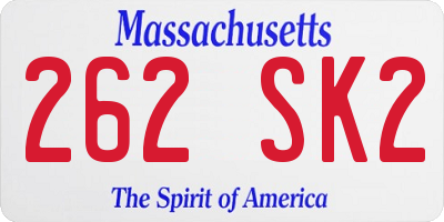 MA license plate 262SK2