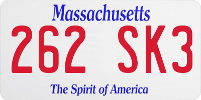 MA license plate 262SK3