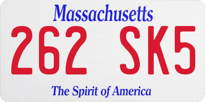 MA license plate 262SK5