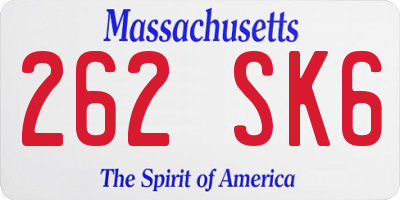 MA license plate 262SK6