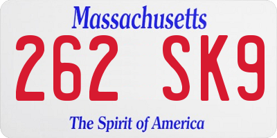 MA license plate 262SK9