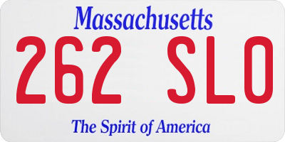 MA license plate 262SL0
