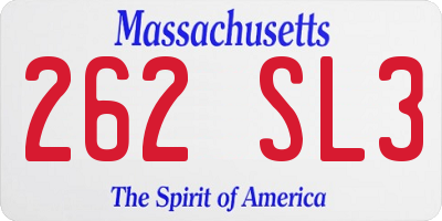 MA license plate 262SL3
