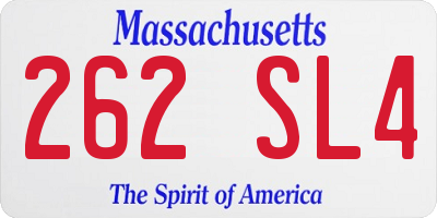 MA license plate 262SL4