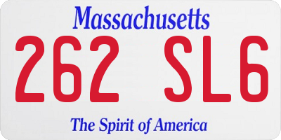 MA license plate 262SL6