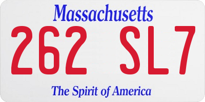 MA license plate 262SL7