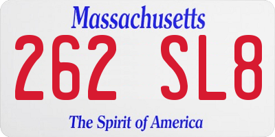 MA license plate 262SL8