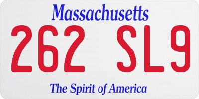 MA license plate 262SL9