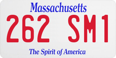 MA license plate 262SM1