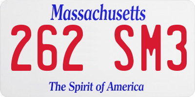 MA license plate 262SM3