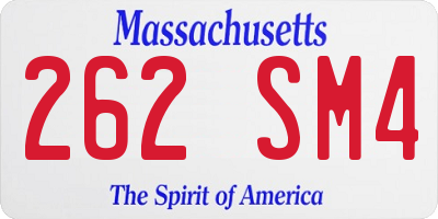 MA license plate 262SM4