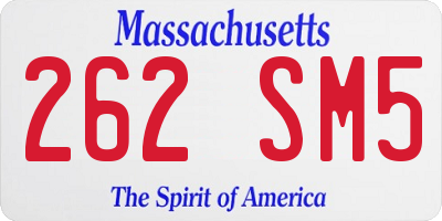 MA license plate 262SM5