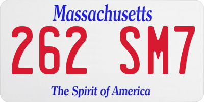 MA license plate 262SM7