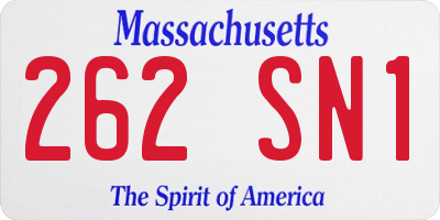 MA license plate 262SN1