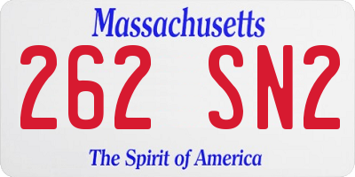 MA license plate 262SN2
