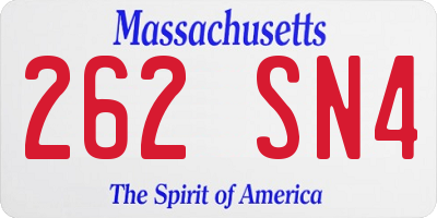 MA license plate 262SN4
