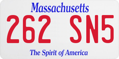 MA license plate 262SN5