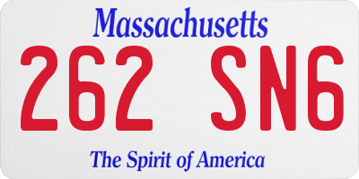 MA license plate 262SN6