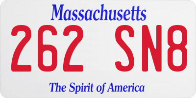 MA license plate 262SN8