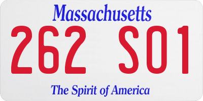 MA license plate 262SO1