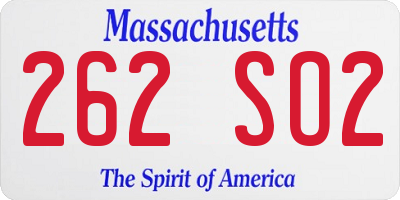 MA license plate 262SO2