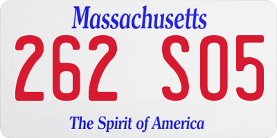 MA license plate 262SO5