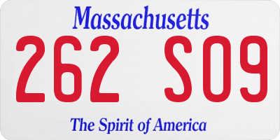 MA license plate 262SO9