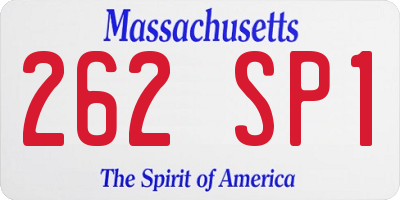 MA license plate 262SP1