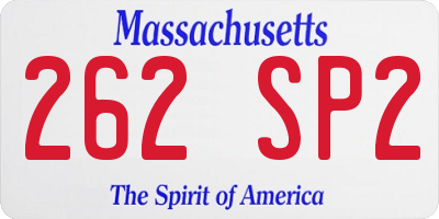 MA license plate 262SP2