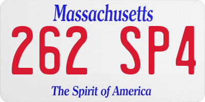 MA license plate 262SP4