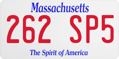 MA license plate 262SP5