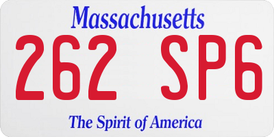 MA license plate 262SP6