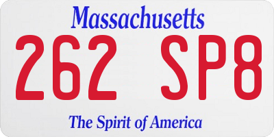 MA license plate 262SP8