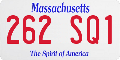 MA license plate 262SQ1