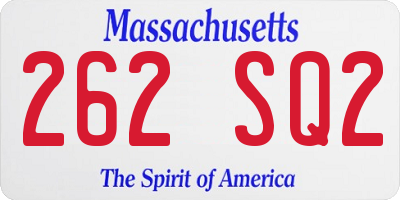MA license plate 262SQ2