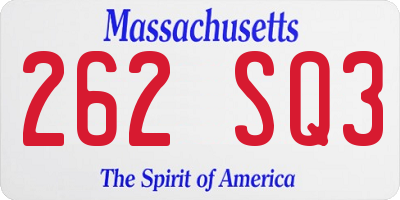 MA license plate 262SQ3