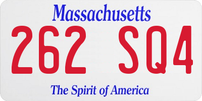 MA license plate 262SQ4