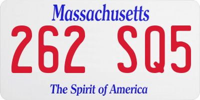 MA license plate 262SQ5