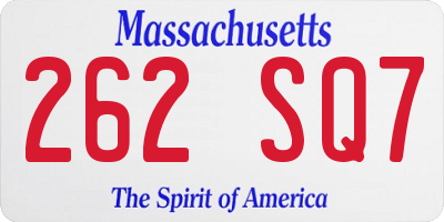 MA license plate 262SQ7