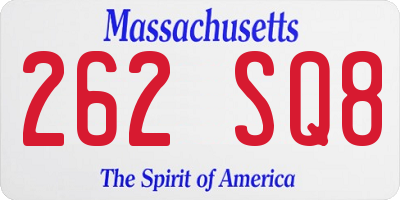 MA license plate 262SQ8