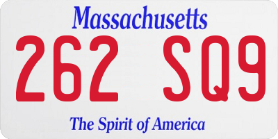 MA license plate 262SQ9