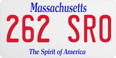 MA license plate 262SR0