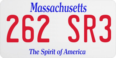 MA license plate 262SR3