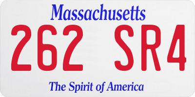 MA license plate 262SR4
