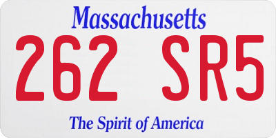 MA license plate 262SR5