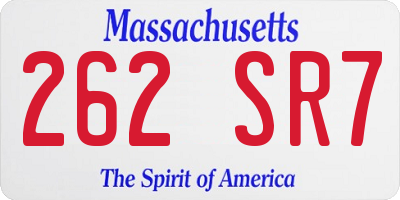 MA license plate 262SR7