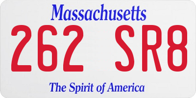 MA license plate 262SR8