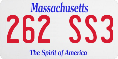 MA license plate 262SS3